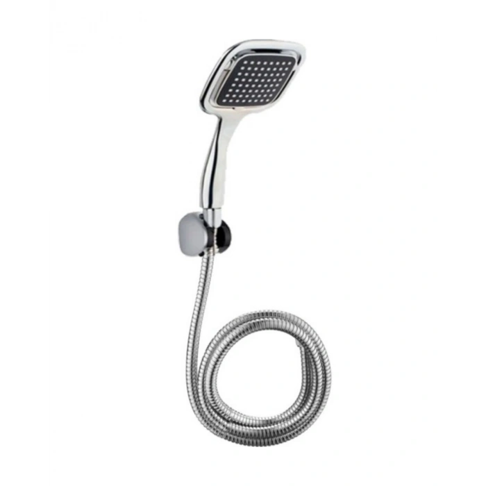 Siyah Duş Seti El Duşu Başlığı Spiral Hortum ve Duvar Askısı Banyo Duş Seti