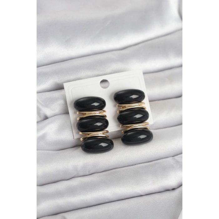 Siyah Vintage Model Gold Renk Kadın Küpe 5886