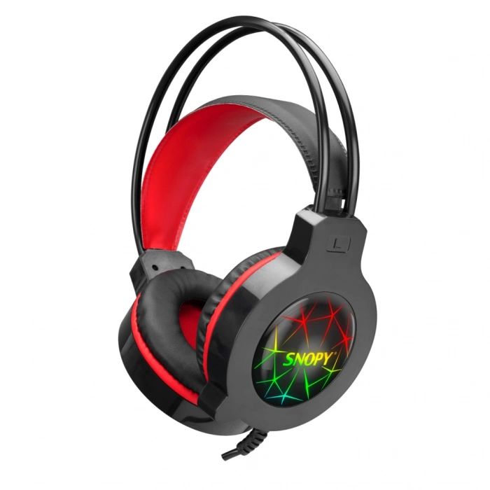 SNOPY SN-GX7 CRAZY Kablolu 3.5mm Jac USB Rainbow Aydınlatma Gaming Mikrofonlu Kulaklık (Siyah)(1923)