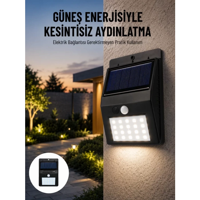 Solar Dekoratif Lambası Sensörlü Led Işık Bahçe Aydınlatma Yeni Nesil