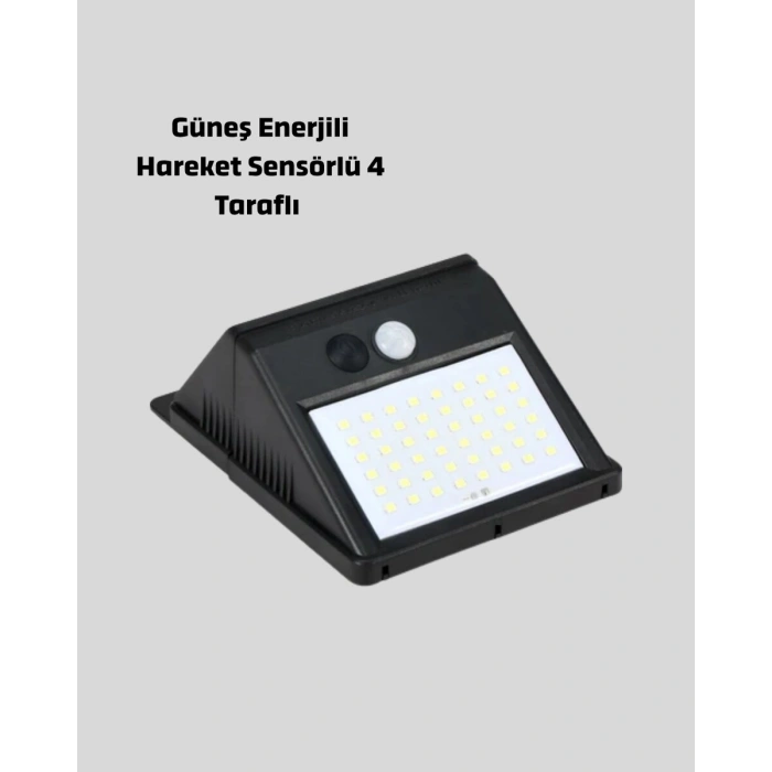 Solar Güneş Enerjili Hareket Sensörlü 4 Taraflı Bahçe Lambası – IP65 Su Geçirmez 100 LED