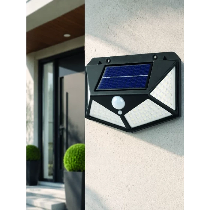 Solar LED Bahçe Aydınlatma Lambası 3 Işık Modlu Sensörlü Duvar Tipi Dış Mekan