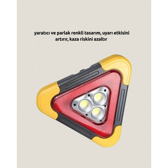 Solar Şarjlı Üçgen LED Park ve İkaz Lambası