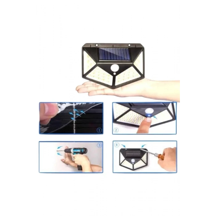 Solar Sensörlü Duvar Lambası Bahçe Lambaso Parlak Beyaz Işık Suya Dayanıklı