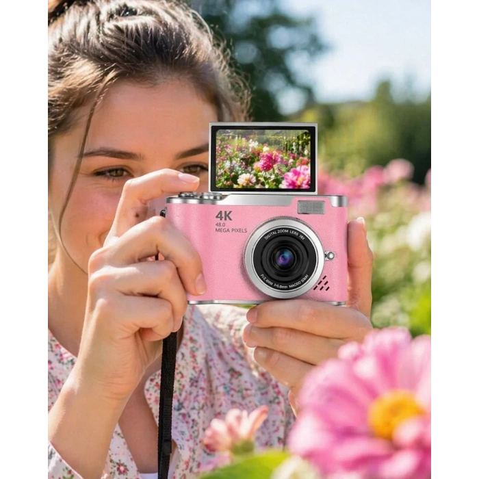 Sosyal Medya İçerik Kamera 48 MP HD Video Flip Ekranlı Dijital Kamera