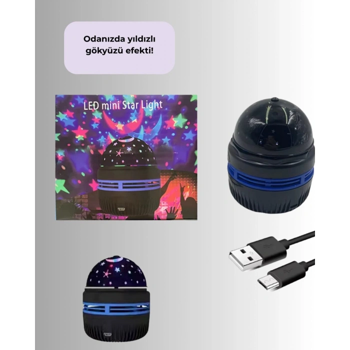 Star Master Galaxy Projektör – 360° Dönebilen Gece Lambası Dekoratif Ambiyans Işığı