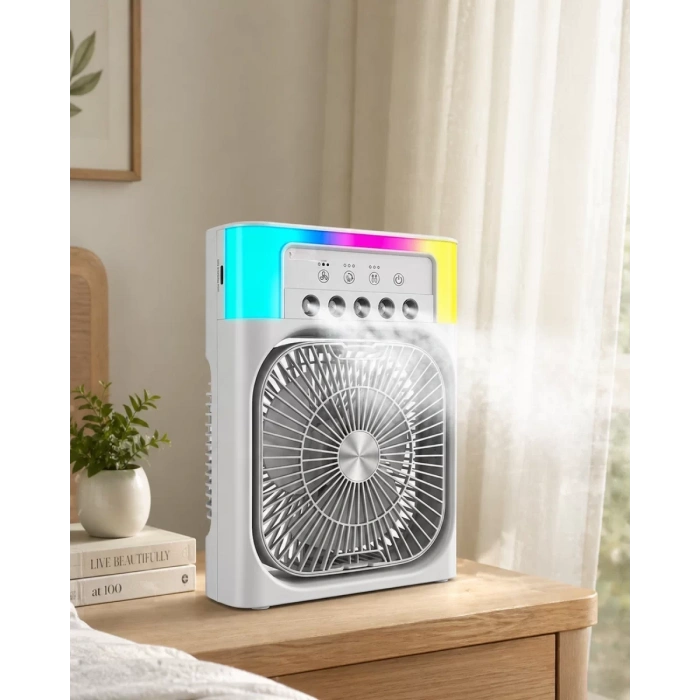 Su Buharlı Mini Klima Fan RGB Işıklı Taşınabilir Serinletici