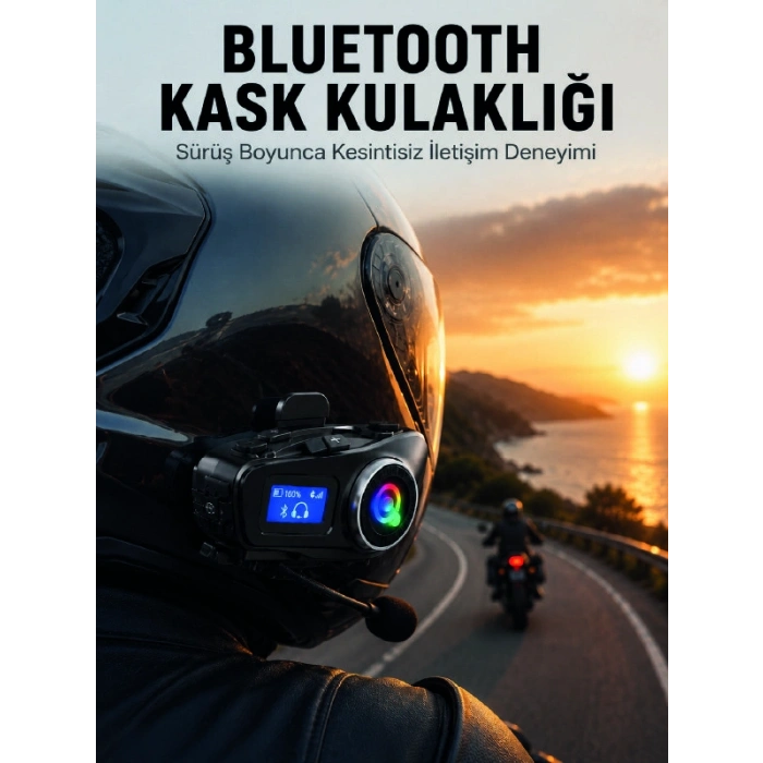 Su Geçirmez Bluetooth 5.3 Kask Kulaklığı 1000mAh Bataryalı