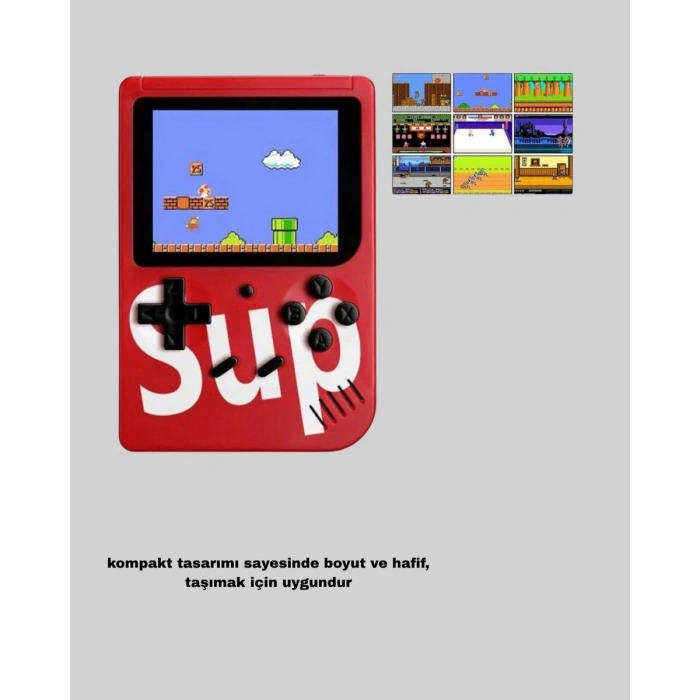 SUP Retro El Konsolu – 500 Oyun TV Bağlantılı 3 İnç Ekranlı Şarjlı Mini Atari