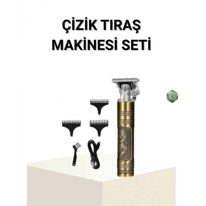 T Bıçaklı Profesyonel Çizik Tıraş Makinesi Seti – 120 Dakika Kullanım Şarjlı & Kablolu