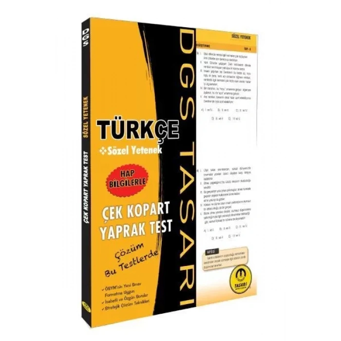Tasarı DGS Türkçe Sözel Yetenek Yaprak Test Çek Kopart