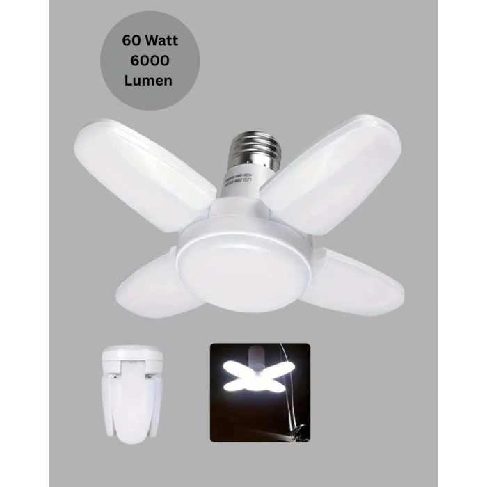 Tasarruflu Pervane LED Ampül 4 Kollu 60 Watt Geniş Alan Aydınlatma