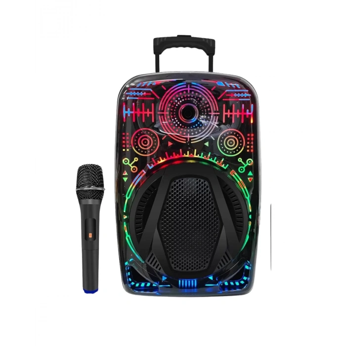 Taşınabilir Bluetooth Speaker Mikrofonlu RGB Işıklı Karaoke Ses Sistemi