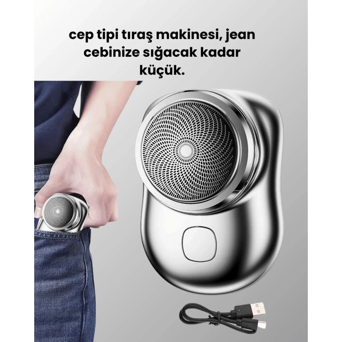 Taşınabilir cep boyunda şarjlı elektrikli tıraş makinesi