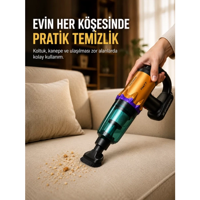 Taşınabilir Kablosuz El Süpürgesi Araç ve Ev Temizliğine Uygun
