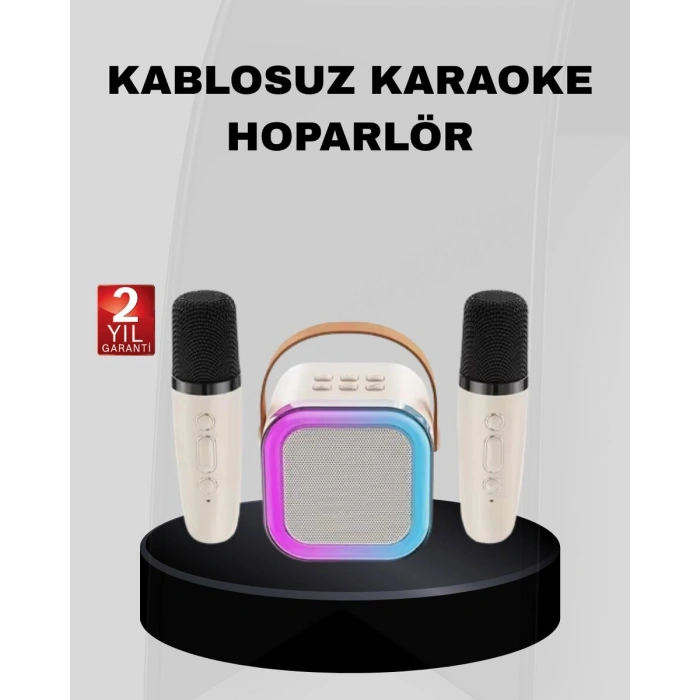 Taşınabilir Karaoke Hoparlör Bluetooth 5.0 ve Çift Mikrofonlu