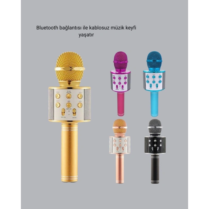 Taşınabilir Karaoke Mikrofon – Bluetooth USB ve AUX Girişli