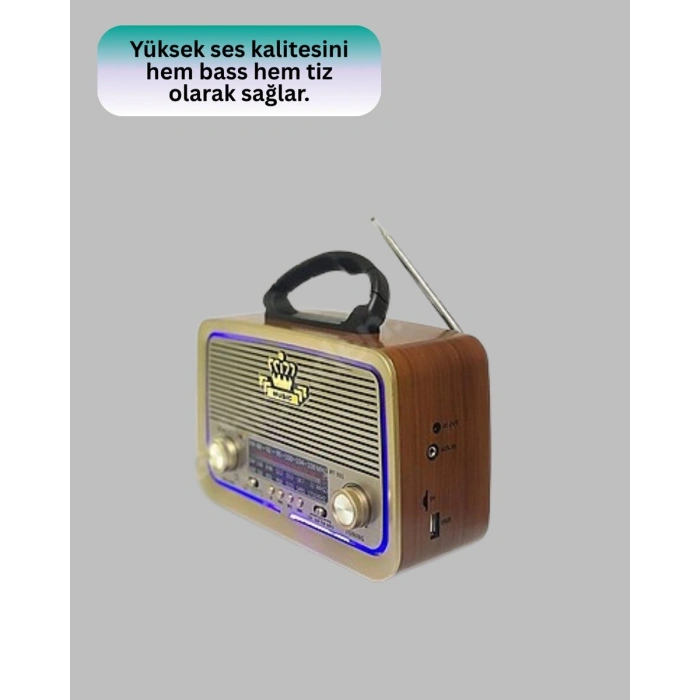 Taşınabilir Nostalji Radyo Bluetooth USB AUX Girişli
