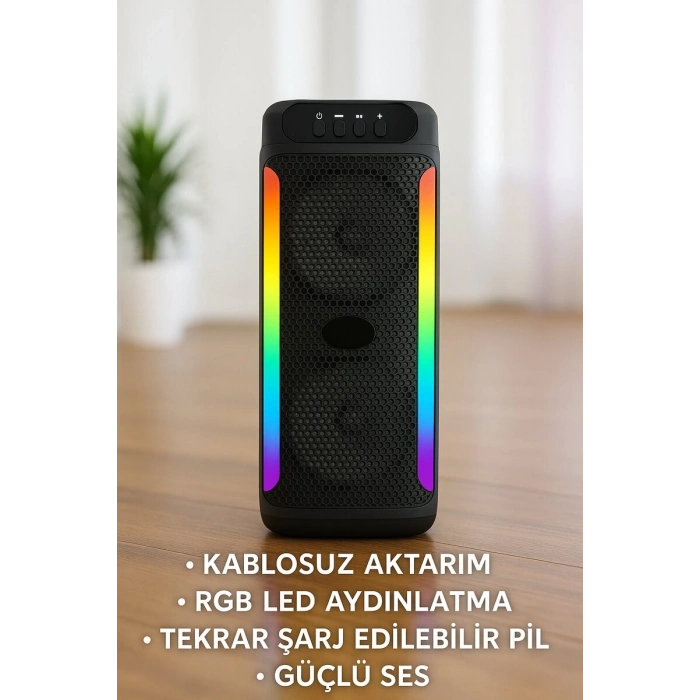 Taşınabilir Şarjlı Hoparlör USB SD Kart AUX Girişli