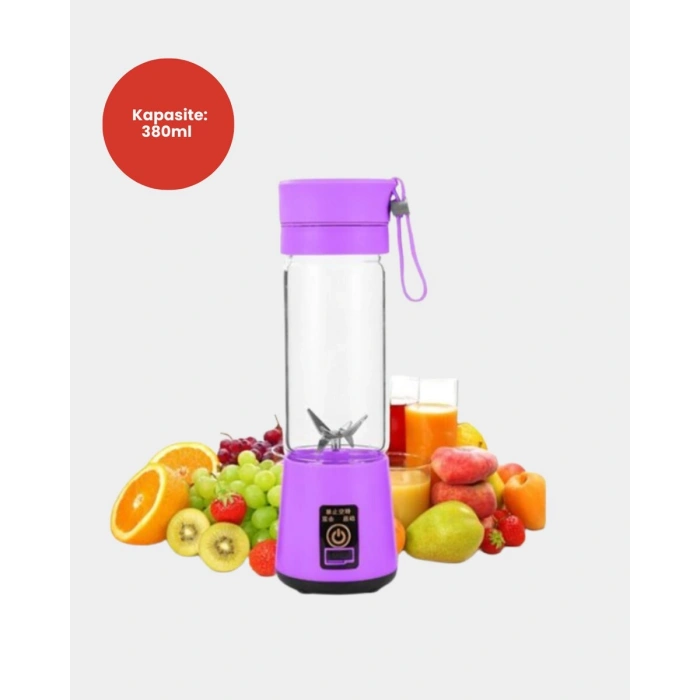 Taşınabilir USB Şarjlı Mini Smoothie Blender 380ml Çelik Bıçaklı Portatif
