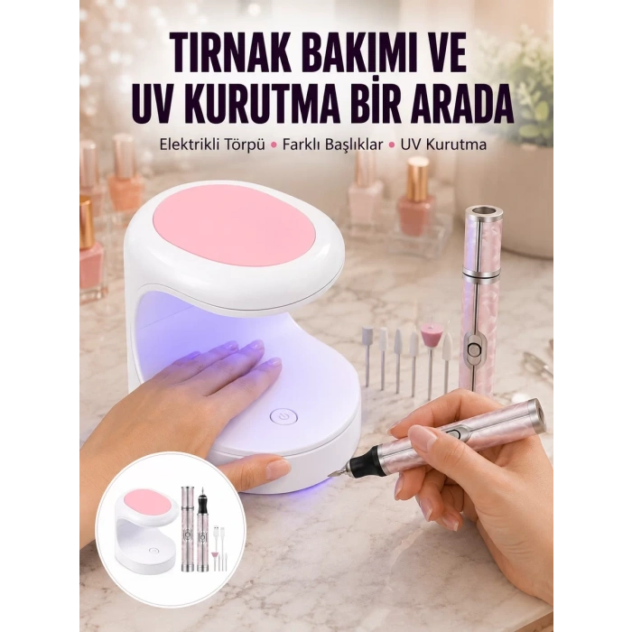 Tırnak Matkabı ve LED Oje Kurutucu 2’li Profesyonel Bakım Seti Yeni Nesil