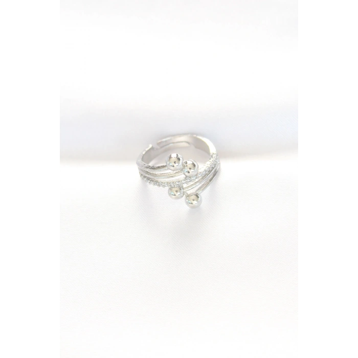 Topçuk Model Zirkon Taşlı Silver Renk Ayarlanabilir Yüzük 5886