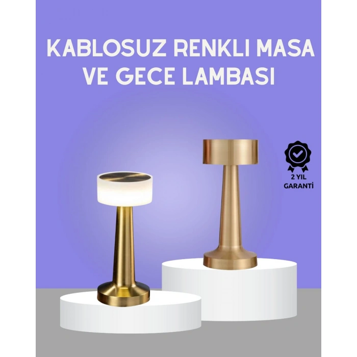 Touch Gece Lambası – Dokunmatik Kontrol Kablosuz Kullanım Metal Gövde