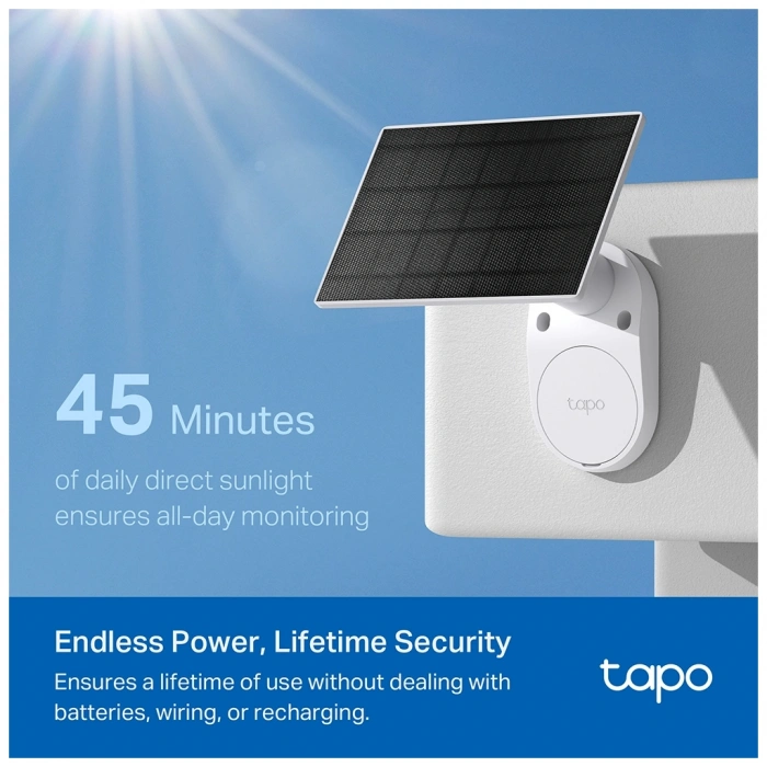 TP-LINK Tapo TC82 KIT (C410 KIT) 2K 30Mpix Dış Mekan IP65 WiFi 9Mt. Renkli Gece Görüşü İki Yönlü Ses Güneş Enerjili Güvenlik Kamerası Kiti(1923)