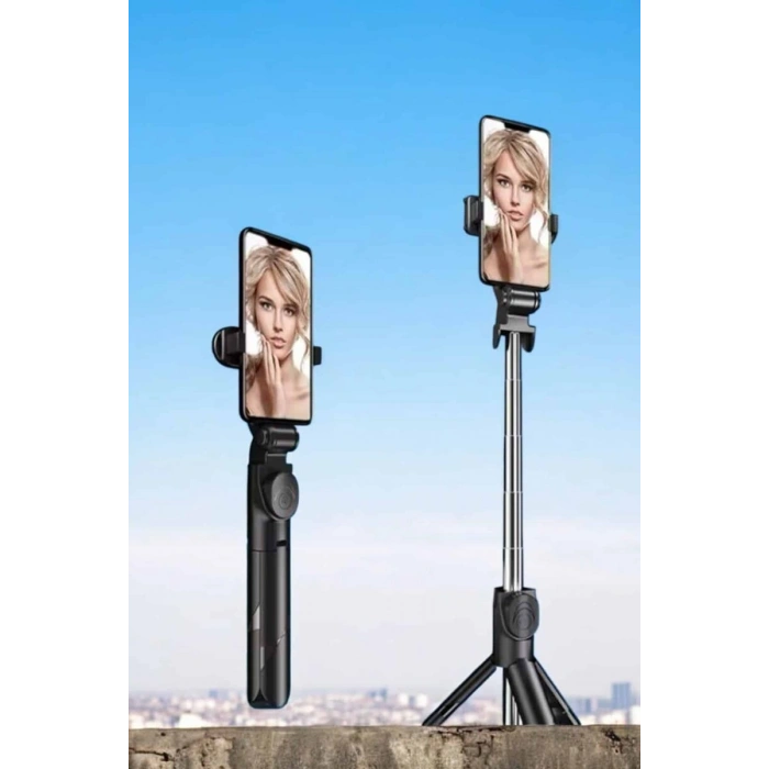 Tripod Kablosuz Bluetooth Bağlantılı Selfie Çubuğu 360 Derece Dönebilen