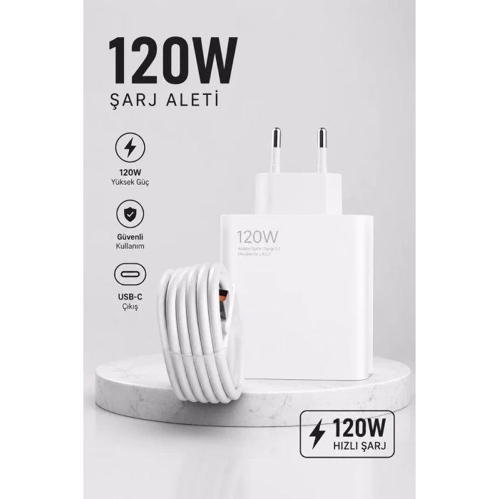 Turbo Hızlı Şarj Destekli 120W USB-C Şarj Seti