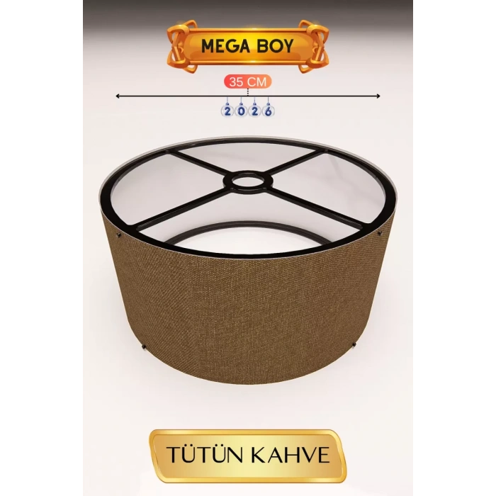 Tütün Kahve Lambader Başlığı 35 CM Mega Boy