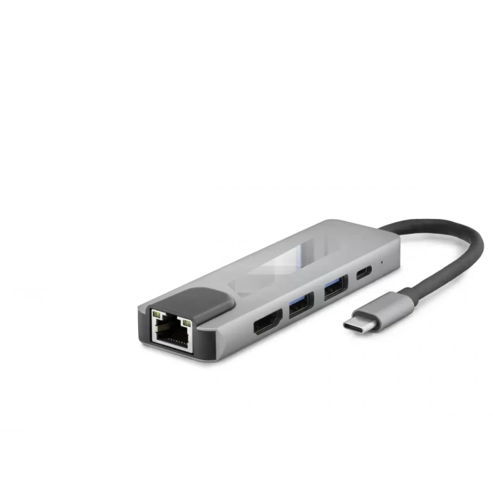 Type-C 3.0 Hub Pd Hdmı 4K 30Hz Lan 100M 5 Port 5 Gbps Gri HDX7831