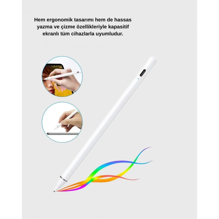 Type-C Şarjlı Dokunmatik Kalem – iPad iPhone ve Android Uyumlu Sessiz Çalışan