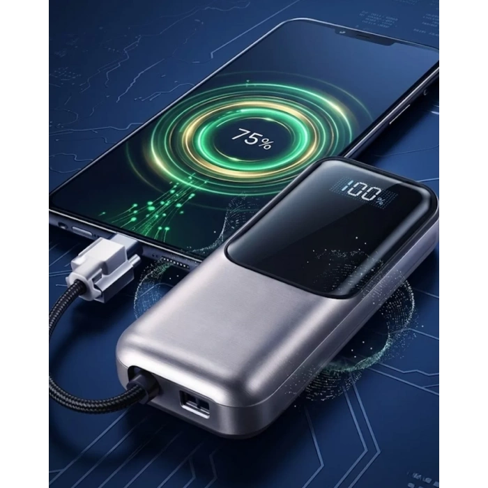 Type C ve Lightning Destekli Yüksek Kapasiteli Powerbank 13000 mAh