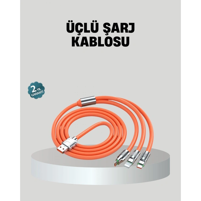 ÜÇLÜ Şarj Kablosu – Yüksek Hızlı Dayanıklı ve Uzun Ömürlü