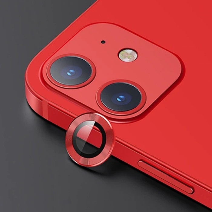 USAMS İPhone 12 - 12 Mini 3D Metal Çerçeveli Kamera Lens Koruyucu-(5775)