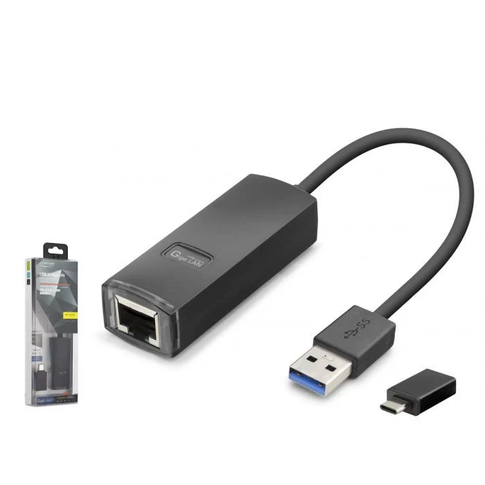 Usb 3.1 Usb Type-c Gen1 Ethernet Adaptör Gigabit Siyah LAN03