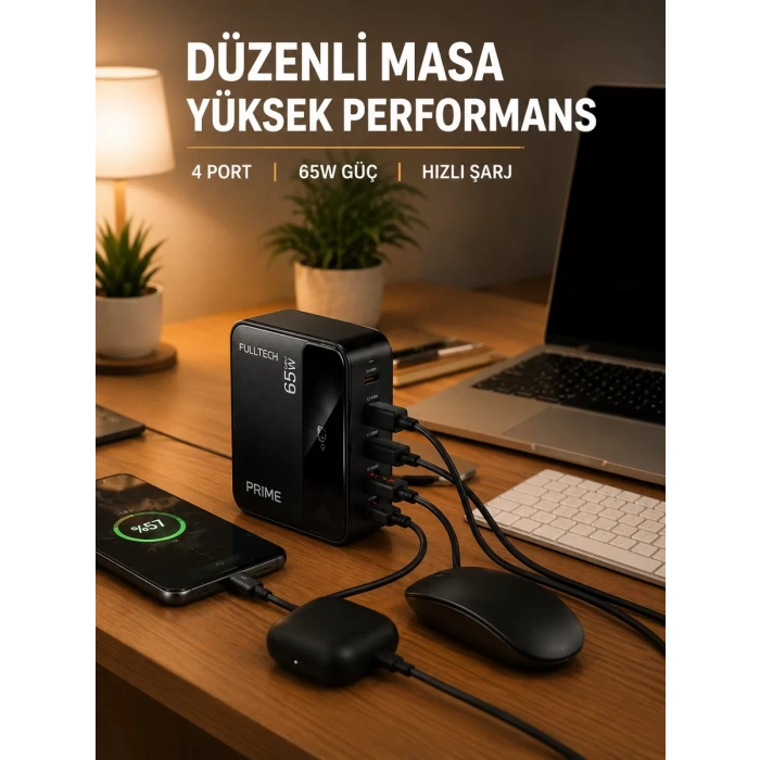 USB-A ve USB-C Girişli Çoklu Şarj Cihazı