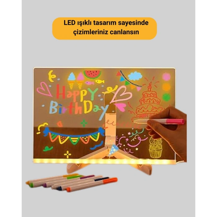 USB Bağlantılı LED Akrilik Çizim ve Not Tahtası