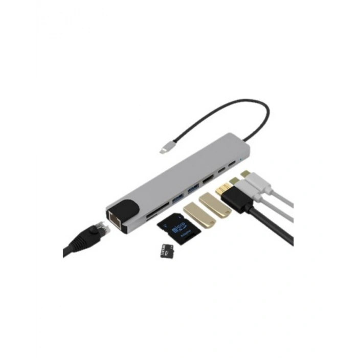 USB C Çoklu Port Adaptör HDMI USB Ethernet SD Kart Hub