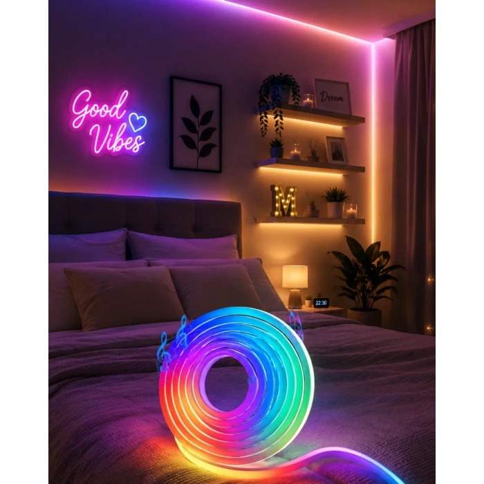 USB Girişli RGB Neon Şerit Led TV Oda Masa Dekor Işığı