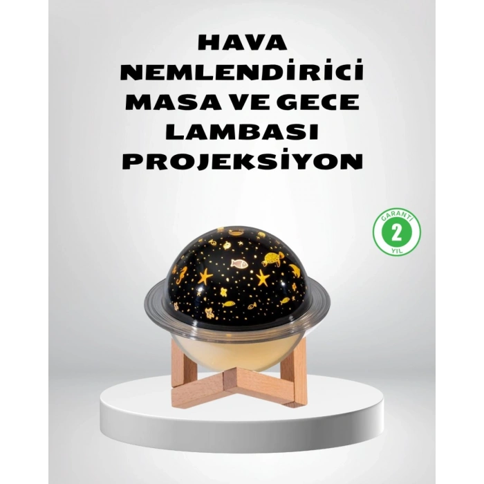 USB Projeksiyon Gece Lambası ve Hava Nemlendirici – Aromaterapi Destekli Taşınabilir Mini