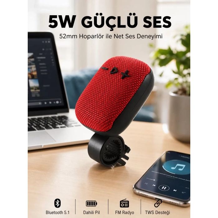 USB TF Kart ve FM Radyolu Bluetooth Hoparlör 5W