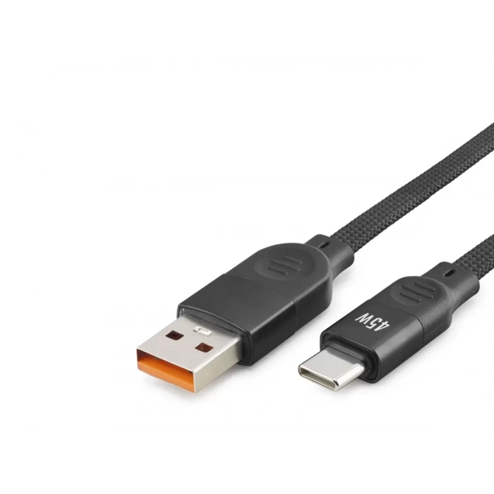 Usb Type-c Şarj Ve Data Kablosu 45W 1 M Örgülü Siyah ND1102