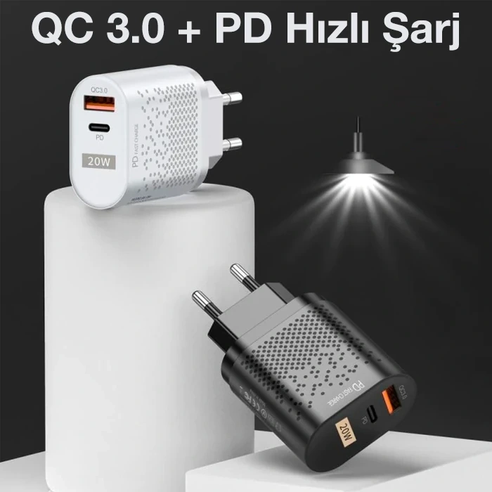 USLİON 20W USB QC3.0 Şarj PD3.0 Hızlı Şarj Aleti Şarj Başlık-(5775)