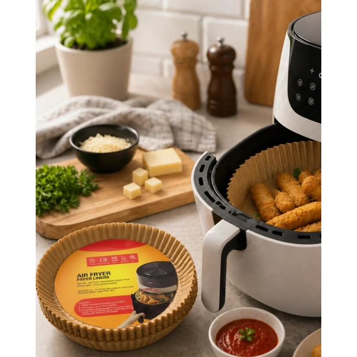 USLUCAN ALIŞVERİŞ 100 Parça Airfryer Kağıdı Tek Kullanımlık Temiz Pişirme Kağıdı