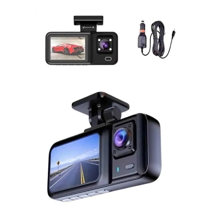 USLUCAN ALIŞVERİŞ 1080p Sürüş Kaydedici 2 İnç Araç Araba Ön İç Arka DVR IPS Ekran