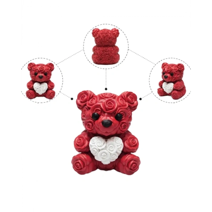 USLUCAN ALIŞVERİŞ 10cm 3D Özel Baskı Kalpli Ayıcık Romantik Hediye Objesi
