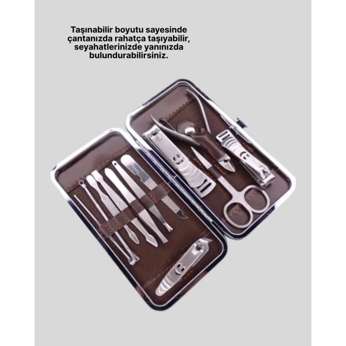 USLUCAN ALIŞVERİŞ 12 Parçalık Özel Deri Çantalı Kişisel Bakım Seti