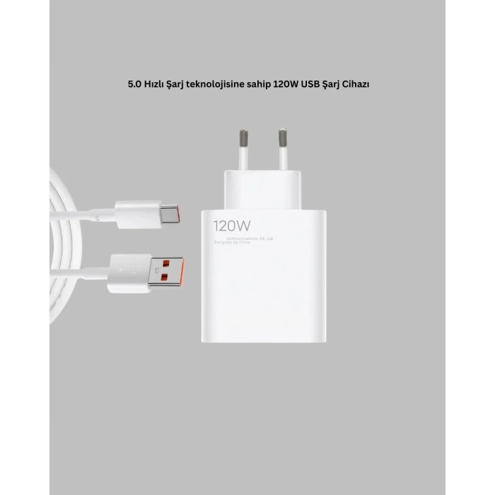USLUCAN ALIŞVERİŞ 120 Watt Type C Şarj Başlığı Poco X3 X4 X5 Pro Uyumlu